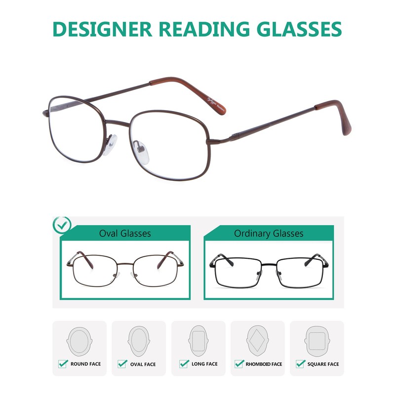 Eyekepper 4 Pairs Reading Glasses Metal Frame +2.25 Reader Eyeglasses
