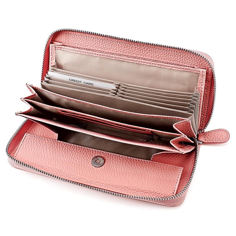 Yocipa Genuine Leather Wallet, Women's, Round Zipper, Long Wallet, Large