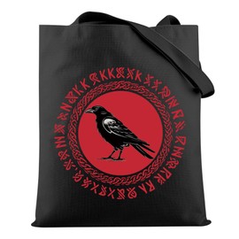 Viking Raven Tote Bag Norse Runes Bird Dark Academia Gift Bird Crow Bird Lover Gift (Viking Raven B CA)