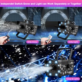 800W Snow Machine, Speed Control Snow Maker with 8 LED Lights & 13 Lighting Color & 4 Lighting Mode, Snowflake Making Machine for Outdoor Backyard Christmas Wedding Party and Stage