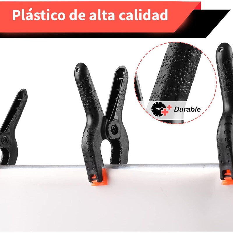Timotech 12 Clips Resistentes de Plástico, Abrazaderas para Carpintería, Pinzas