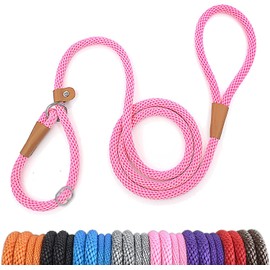 lynxking Recall Lead for Dogs, Dog Lead, Slip Lead, Pull Lead for Small, Medium, Large Dogs (Pink, Pull Stop-1.3 cm x 240 cm)