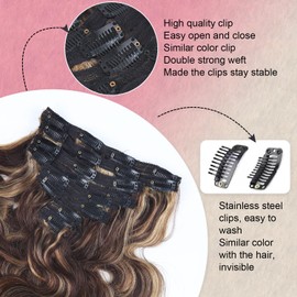 Clip in Haarverlängerungen Aus Echtem Menschenhaar 22 Zoll 55CM 120g #427 Highlight Blond Unsichtbare Nahtlose Gewellte Echthaar Clip in Extensions Für Frauen 8 Stück Mit Doppeltem Schuss