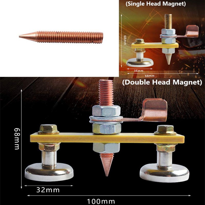 QISF 6 Pcs Magnetic Welding Head, Welding Ground Clamp, Magnetic