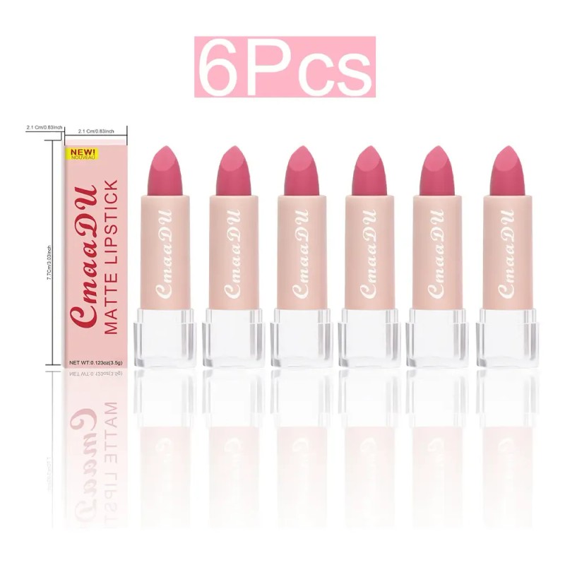Cmaadu 6 Labiales Mate Hidratantes, Fácil De Aplicar.