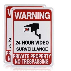 2-Pack Private Property No Trespassing Sign, video surveillance signs outdoor, UV Printed .040 Mil Rust Free Aluminum 10 x 7 in, Security camera sign for home, Business, Driveway Alert, CCTV - Color: A 2pcs, Size: 8” x 12” Aluminum signs