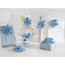 HUIHUANG Blue Gift Bows 5 inch x 8 Counts Dusty Blue Self-Adhesive Curly Ribbon Bows for Gift Wrapping, Presents, Paper Bag, Baby Shower Favors, Wrapping Accessories, Wedding Decor