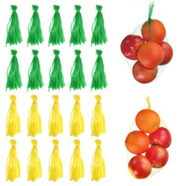 uxcell 100pcs Egg Hatching Bags, 12 Inch Mesh Nylon Netting Reusable Produce Mesh Bags Strong Stretchable Plastic Seafood Boil Bags for Fruits Vegetables Storage, Yellow/Green