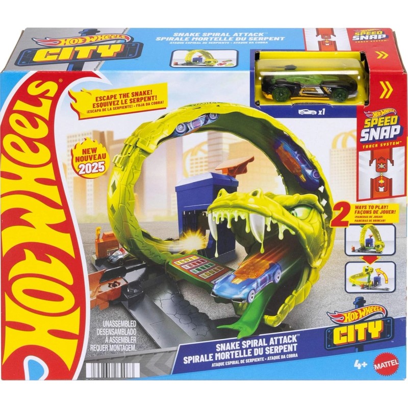 Hot Wheels City Snake Spiral Attack Speed Snap Track 1:64