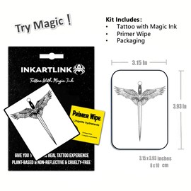 INKARTLINK Temporary tattoo, magical tattoo lasts 7-15 days, waterproof and non-reflective, exquisite packaging, unique design(Angel sword)