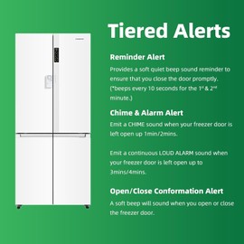 Freezer Door Alarm 2 Pack, Refrigerator Door Alarm When Left Open, Close Door Reminder, with 60/120/180/240 Seconds Delay Alert, Low/Loud 80 to 120 dB (Pure White)