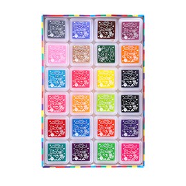 24 Stück Stempelkissen für Kinder, Tinte, Fingerabdruck, Scrapbooking, Malerei, Stempel, Baum, Kissen, Zubehör, für Inkpad, waschbar, Material: mehrfarbig, Mini-Set