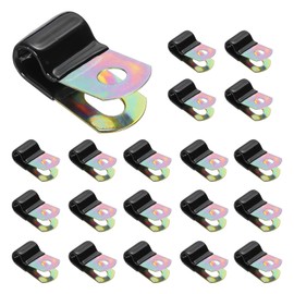 PATIKIL 5/16 Inch Vinyl Coated Cable Clamps, 20 Pack Galvanized Steel Metal Cable Clips Rubber Cushion Insulated Pipe Clamps for Tube Lines Cord Wire Management, Black