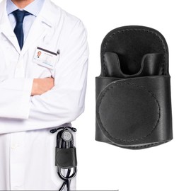 Stethoscope Holder Clip for Nurses EMT - Protects from Neck Strain and Loss Fits Pocket, Belt or Scrubs, 1 Pc (PU Leather Black)