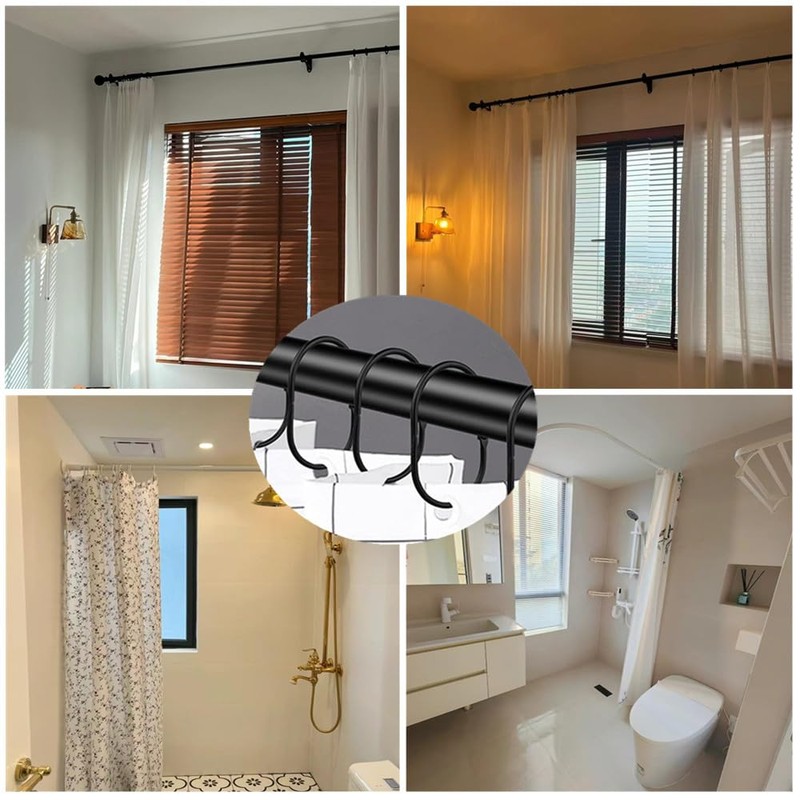 Metal Oval Shower Curtain Rings - 24Pcs Decorative Hooks for
