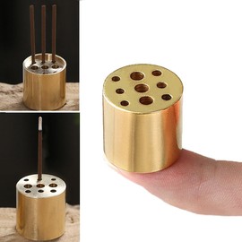 Forahome Brass Cylindrical Incense Holder, 0.8 inches (2 cm), Improved Stability, Mini Incense Holder, Cute, For Graves, Buddhist Altar, Durable, Easy to Use, Compact, Portable, For Meditation,