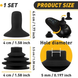 Wheelchair Joystick Button Cap Joystick Controller Knob, 1Set Joystick Controller Knob and Gaiter Wheelchair Joystick Button Cap, Black Joystick Knob Button Controller for Electric Wheelchair