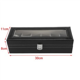 Fdit 6 Slots Leather Watch Box PU Leather Box Case Mens Watch Display Box Watch Jewellery Organizer Holder 1PC