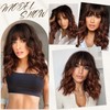 Nnzes Ombre Auburn Wig with Bangs for Women Shoulder Length