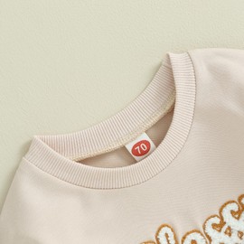 Kupretty Newborn Baby Boy Girl Fall Winter Clothes Embroidery Santa Mini Sweatshirt Romper Christmas Bubble Sweater Onesie (Kick Off-Beige, 12-18 Months)