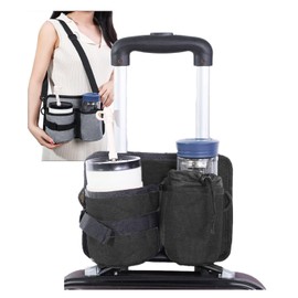 S.fields.inc Suitcase Drink Holder Cup Holder 2-Way Pocket Retrofit Sacoche Travel Accessory (Black)