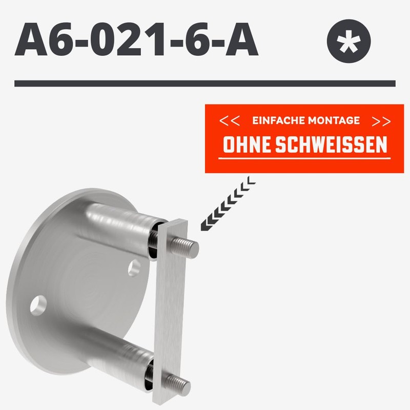 Sellon24® Stainless Steel Wall Anchor Round Railing Posts 42.4 mm
