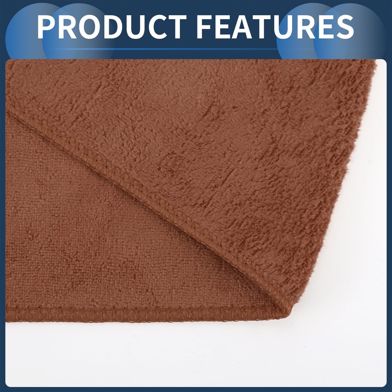 INFINAUTO Cleaning Cloths Towel,Car Drying Plush Cloth Absorbent Microfiber Coffee,3pcs