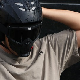 Skull Motorcycle Goggles with Removable Face Mask, ATV Dirt Bike UV Racing Riding Airsoft Offroad Motocross Protective Eyewear Mx Tactical Glasses