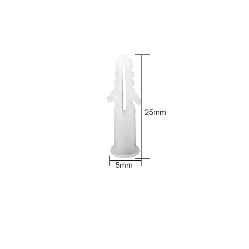 100 Pcs Wall Plugs, M5 x 25mm White Plastic Screw