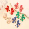 Irregular Flower Earrings Gold Plated Unique Charm Enamel Pink Large