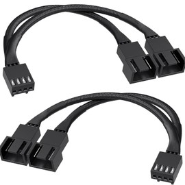 2-Pack 3 Way 4 Pin PWM Fan Splitter Cable 12 Inches, PC Fan Splitter 1 to 3 Converter, PC Fan Extension Cable
