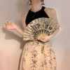 Dganli Women's Folding Fan, High Quality, Bamboo Ribs, Japanese Pattern,