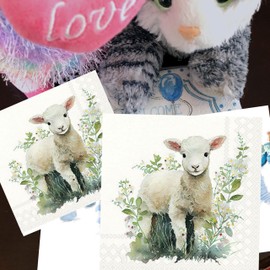 20-ct 6.5 Little Lamb Napkins Decorative Napkins for Decoupage Baby Shower Napkins Cute Napkins Greenery Forest Sage Napkins Boy Girl Baby Shower Napkins Tea Party Napkins Easter Luncheon Napkins