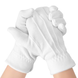 SycloPak White Gloves Men's Cotton - Formal Tuxedos, Ceremonial Uniforms Santa Claus High-Quality Fabric Gloves White Cotton, 1pcs