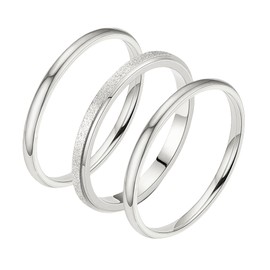 Degolso 14K Gold Plated Stackable Rings for Women – 3 Piece Silver Band Ring Set Hypoallergenic Statement Rings Non Tarnish Stacking Rings Set for Pinky Thumb Size 7