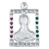 JOYARIS Dije Cuadrado Jesús Malverde Zirconias Plata Solida 925 TRICOLOR