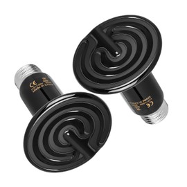 Simple Deluxe 50W Ceramic Heat Emitter Reptile Heat Lamp Bulb No Light Emitting Brooder Coop Heater for Amphibian Pet & Incubating Chicken, 2 Pack