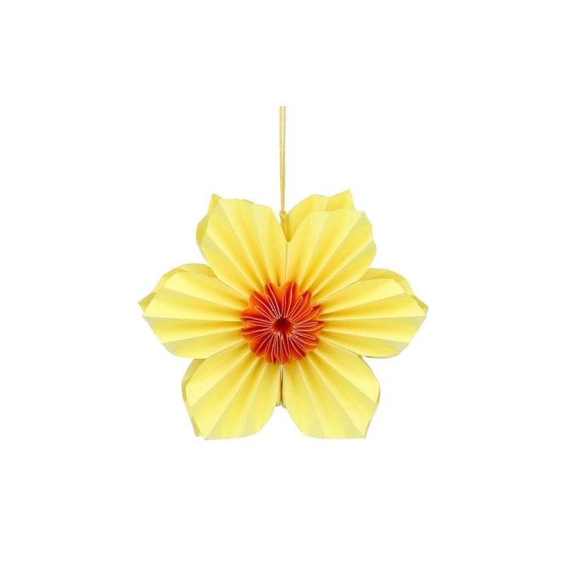 Gisela Graham Yellow Six Petal Paper Flower Decoration - Medium