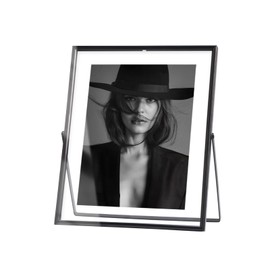 IZIDDO Black Floating Frame(Frame 8x10), Metal Glass Picture Frames,For Picture 8x10,5x7,4x6,3x5 Wall Mount or Tabletop Shelf Photo Frames,Giving For Festival,Wedding, Home or Office Decor,Vertical