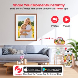 Frameo Digital Photo Frame-15Inch WiFi Large Digital Picture Frame with 32GB Memory, 1024x768 IPS Touch Screen Electronic Photo Frame, Auto-Rotation/Wall Mountable, Instant Sharing via Frameo App