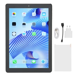 10.1 Inch Tablet for Android 10 4GB 64GB 5G WiFi 5000mAh Battery Support Dual Card Dual Standby Tablet PC 100‑240V Black EU Plug