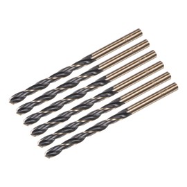 sourcing map 6pcs Jobber Drill Bits 4.5mm (0.177") Black Nitride & Gold Titanium Coated M2 High Speed Steel (HSS) Twist Drill Bits for Stainless Steel Aluminum Alloy Metal