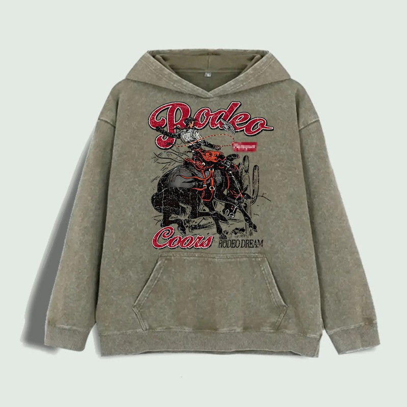 Rodeo Cowboy Graphic Hoodie 100% Cotton US Warehouse 6 ColorsColor: