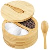 KOUISYY Salt and Pepper Bowls, Bamboo Pepper Salt Box with