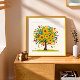 Zhenqing Printed Cross Stitch Kits 11CT,Tree of Life Cross Stitch,DIY Embroidery Starter Kits Easy Patterns, Embroidery Crafts Cross-Stitch Supplies12X12 inch (66886)