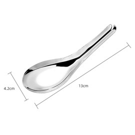 DOITOOL Stainless Steel Spoons 50pcs Metal Asian Serving Spoons Japanese Ramen Soup Spoons Chinese Won Ton Spoon Rice Spoon Dongbo Dessert Spoons Thickened