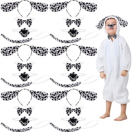 Xuhal 24 Pcs Dalmatian Dog Costume Set Black and White Dalmatian Headband Nose Tail and Bowtie for Cosplay Party Outfits
