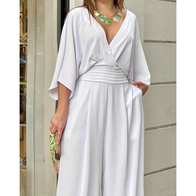 Generic Mono Casual Con Cuello En V De Color Sólido