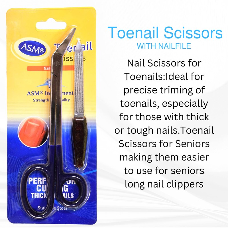 ASM Extra Long Thick Toe Nail Scissors with Nail File