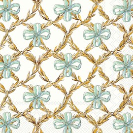 IHR Ideal Home Range Party Napkins Disposable 3-Ply Paper Lunch Napkin Pack, 6.5" x 6.5", Whimsical Wheat, 20-Count